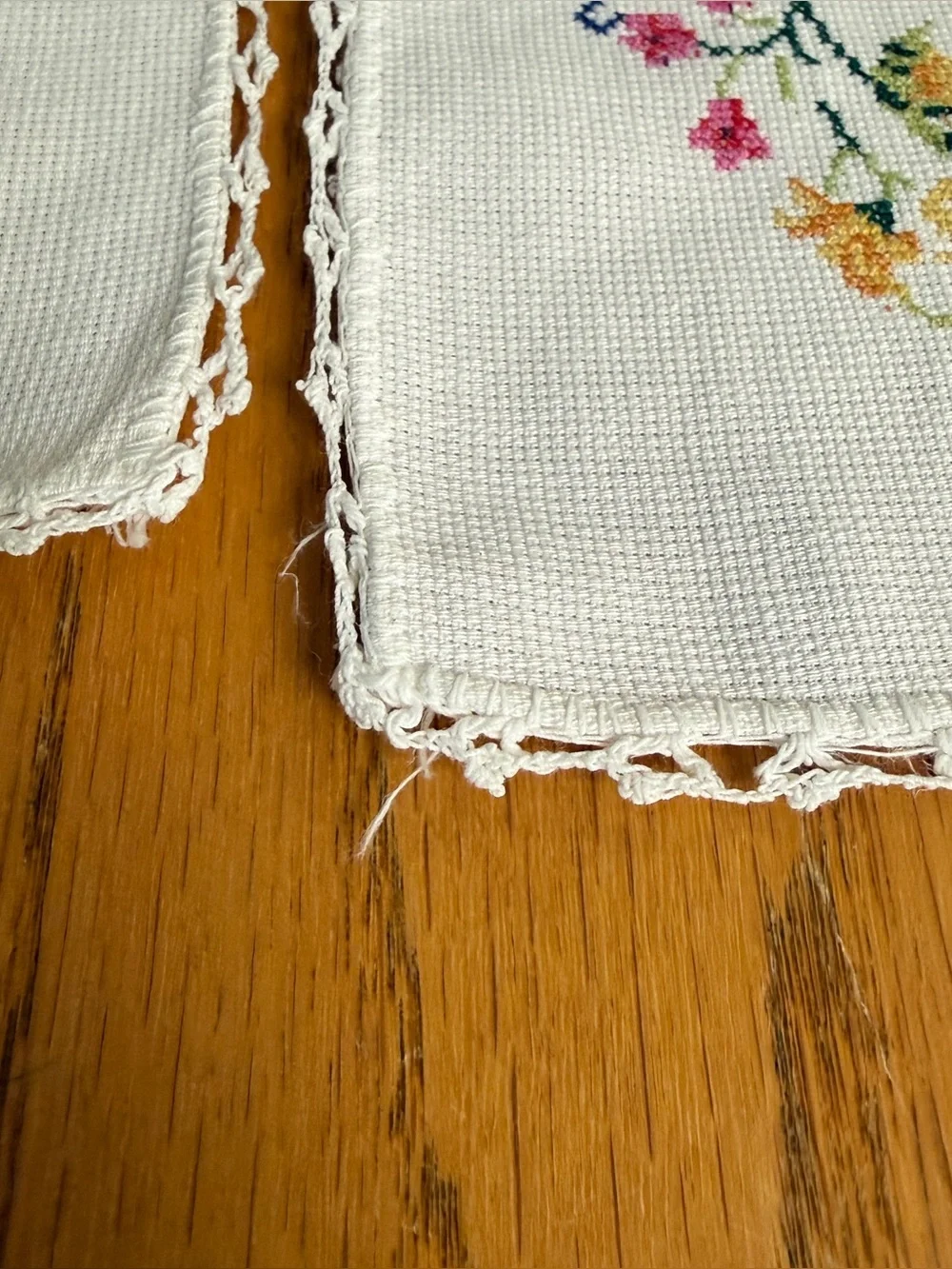 Vintage Floral Cross Stitch Dresser Scarf Vanity Mat Lot